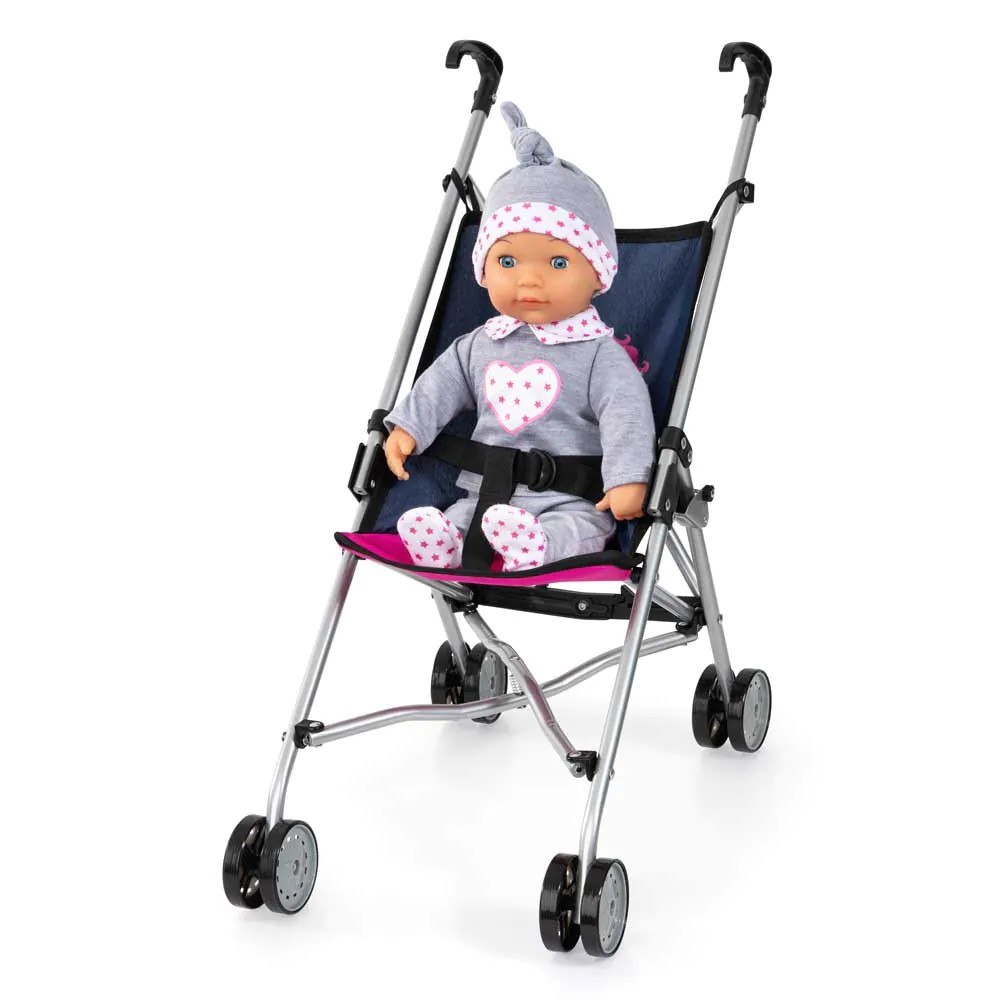 Carucior pentru papusi Bayer Buggy albastru cu unicorni 30154AA - poza 5