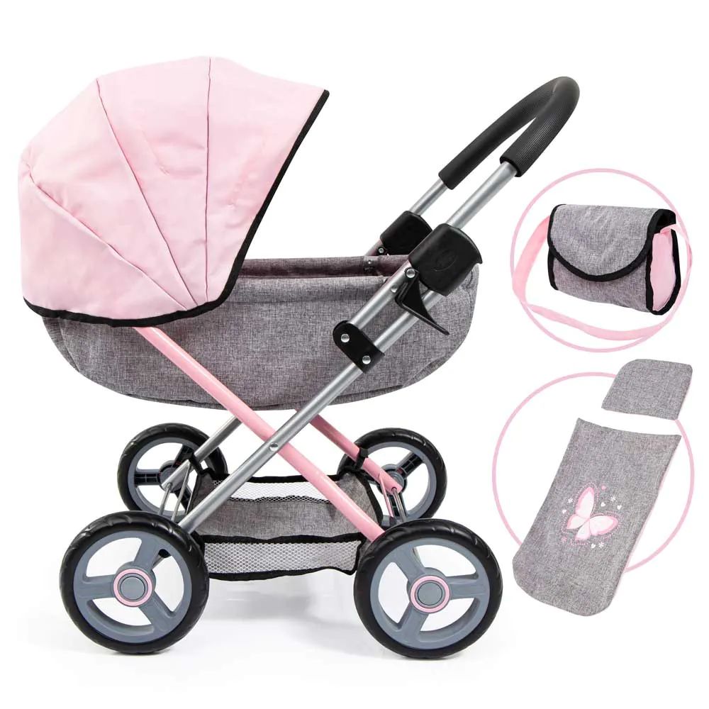 Carucior pentru papusi Bayer Cosy Grey Pink - poza 2