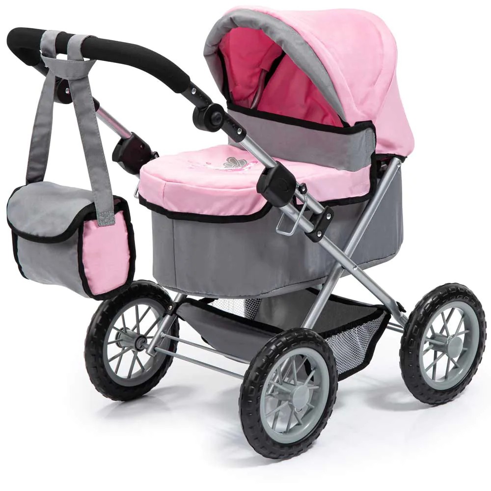 Carucior pentru papusi Bayer Trendy Gri cu Roz 13008AA - poza 1