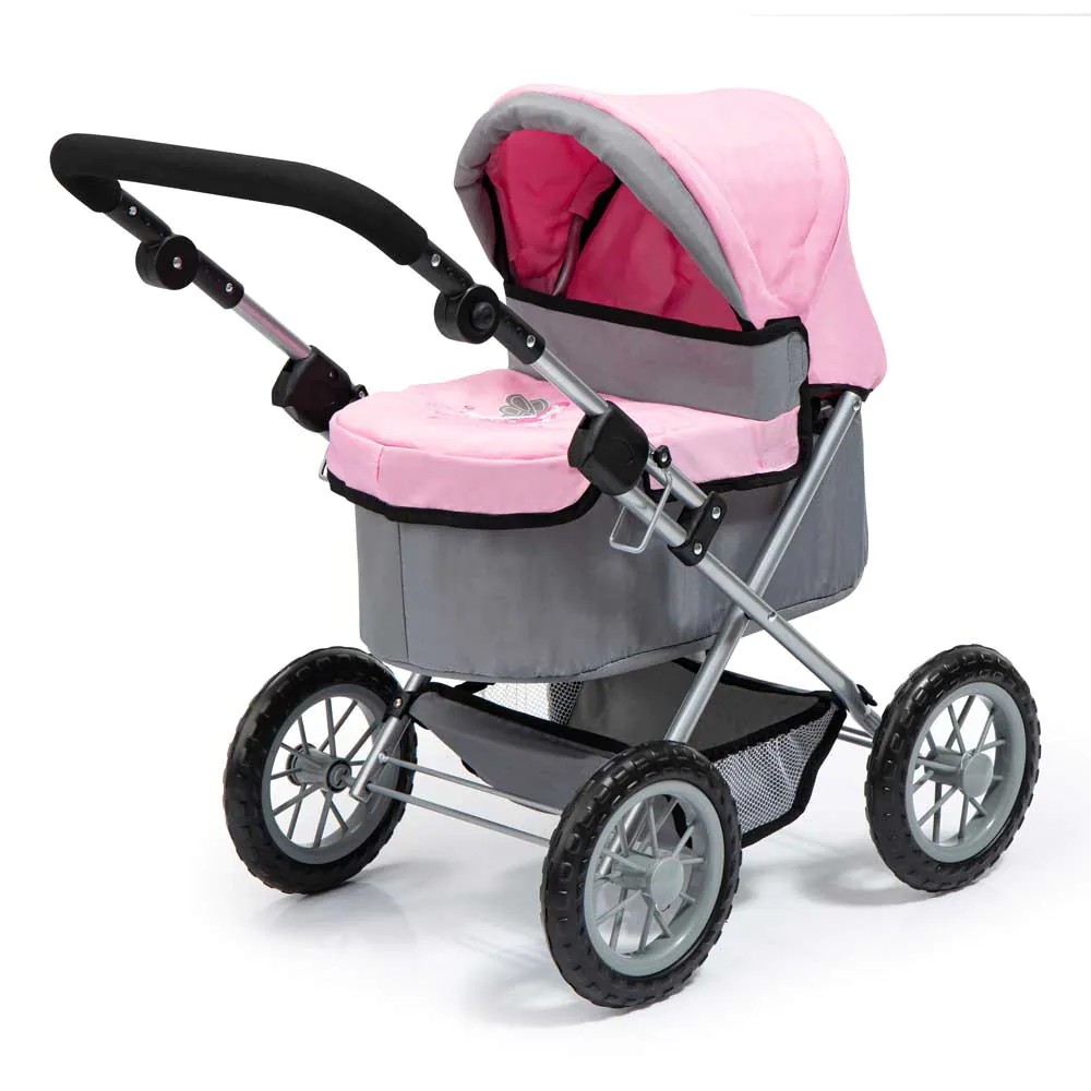 Carucior pentru papusi Bayer Trendy Gri cu Roz 13008AA - poza 3