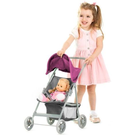 Carucior pentru papusi Chipolino Alice grey pink linen - poza 3