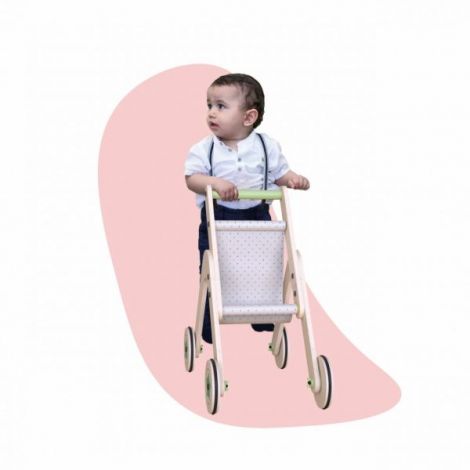 Carucior pentru papusi si antepremergator din lemn 2 in 1 MamaToyz - poza 4