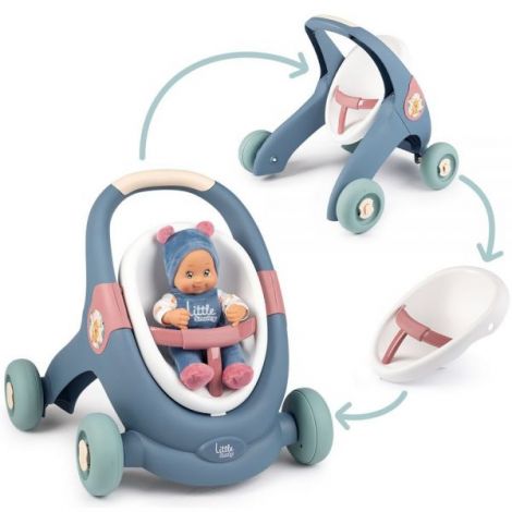Carucior pentru papusi Smoby Baby Walker 3 in 1 cu papusa - poza 3