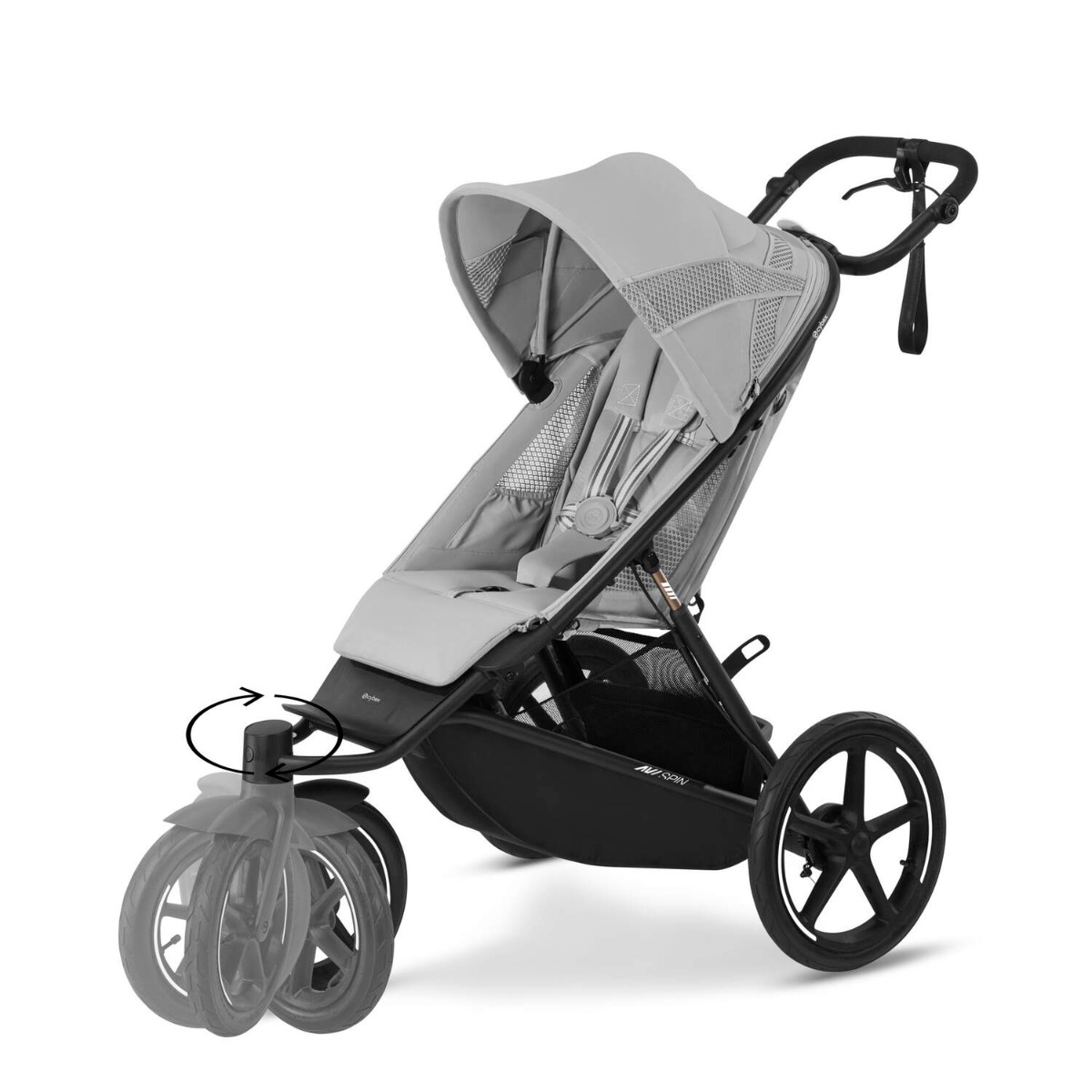 Carucior sport Cybex Gold Avi Spin Fog Grey cu cadru Negru - poza 3