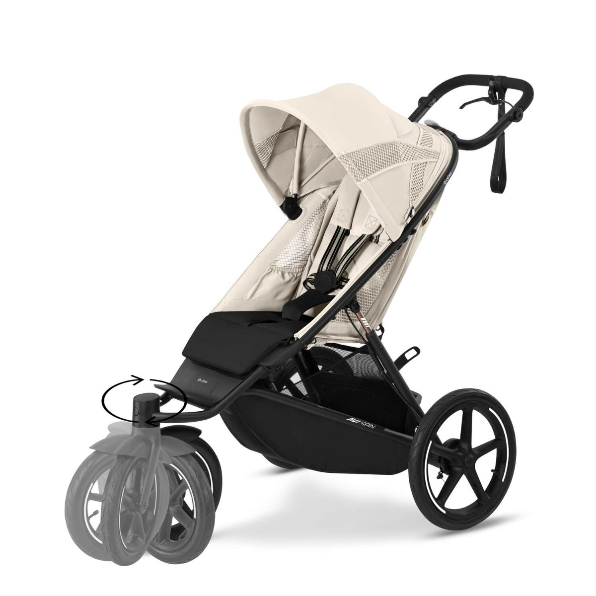 Carucior sport Cybex Gold Avi Spin Seashell Beige cu cadru Negru - poza 3