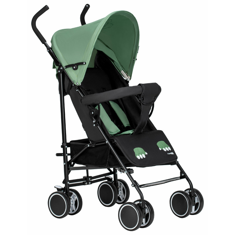 Carucior sport, FreeON, Simple, Spatar si suport picioare reglabile, Capotina cu fereastra, EN 1888-1:2018 si A1:A1:2022, Black/Green