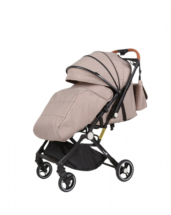 Carucior sport L-Sun, C6, Crem, pliabil tip troller, cu maner reversibil, husa de picioare si gentuta