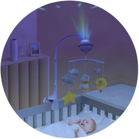 Carusel muzical pentru patut cu proiector Chipolino Penguin - poza 2