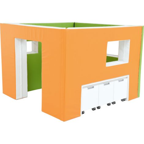 Casuta de joaca din spuma, verde-orange, potrivita pentru cresa - poza 1