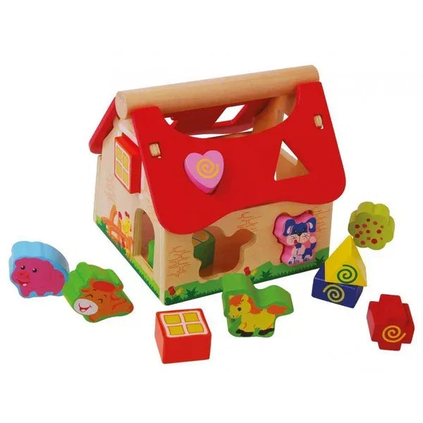 Casuta din lemn si cuburi 2044 Ecotoys - Default Title