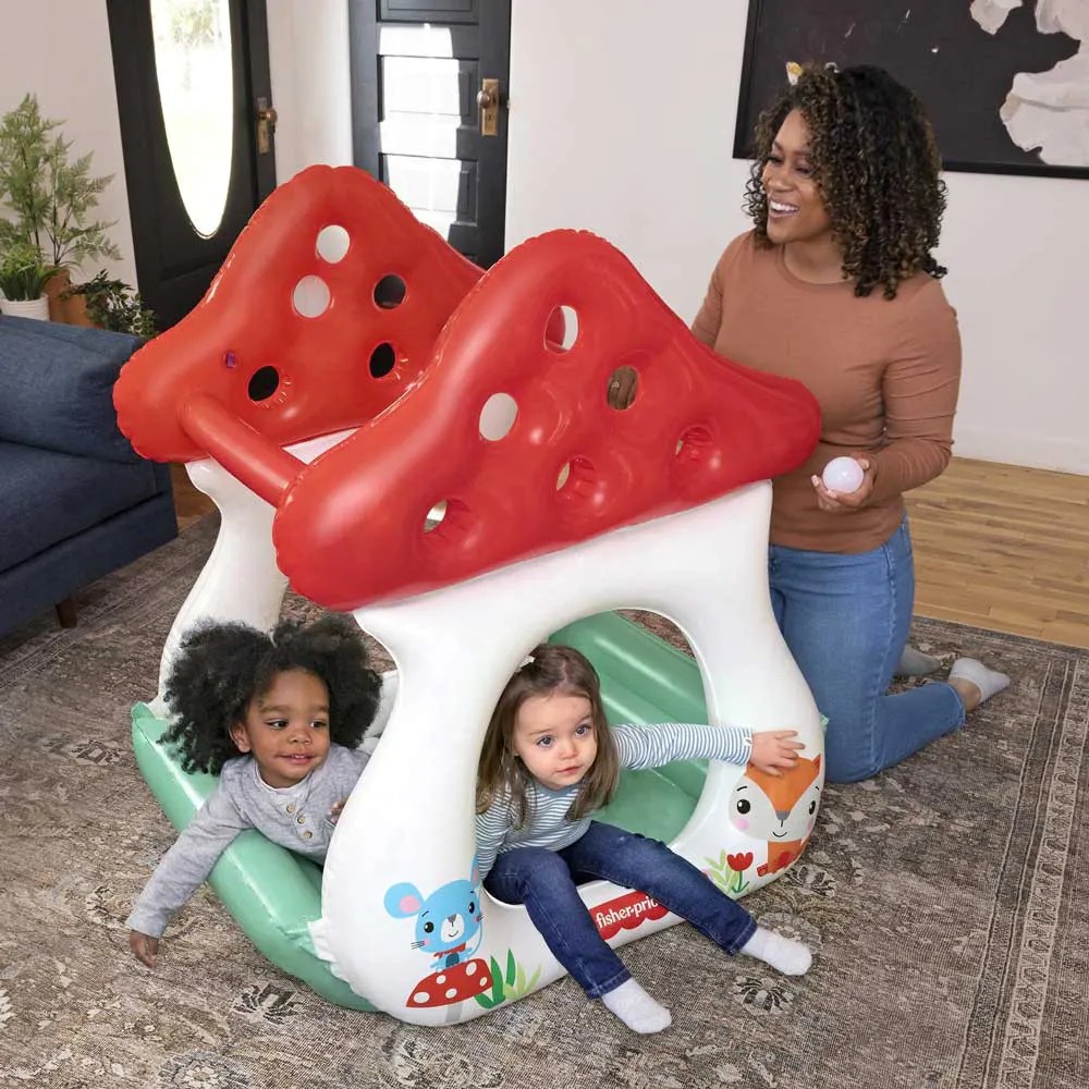 Casuta gonflabila sub forma de ciuperca Bestway Fisher Price 107x91x110 cm - poza 3