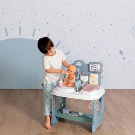 Centru de ingrijire pentru papusi Smoby Baby Care Center albastru cu accesorii - poza 5