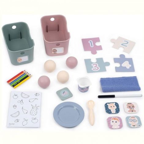 Centru de ingrijire pentru papusi Smoby Baby Care Childcare Center albastru roz cu accesorii - poza 4
