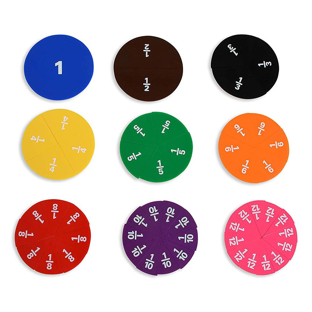 Cercuri cu fractii, set cu 51 piese multicolor