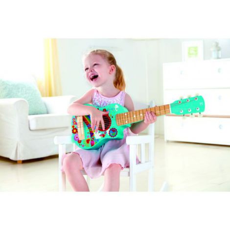 Chitara pentru copii, lemn, 6 corzi, Boho Hape E0600 - poza 2