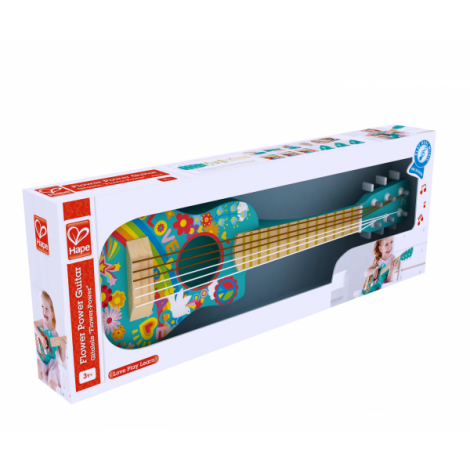 Chitara pentru copii, lemn, 6 corzi, Boho Hape E0600 - poza 4