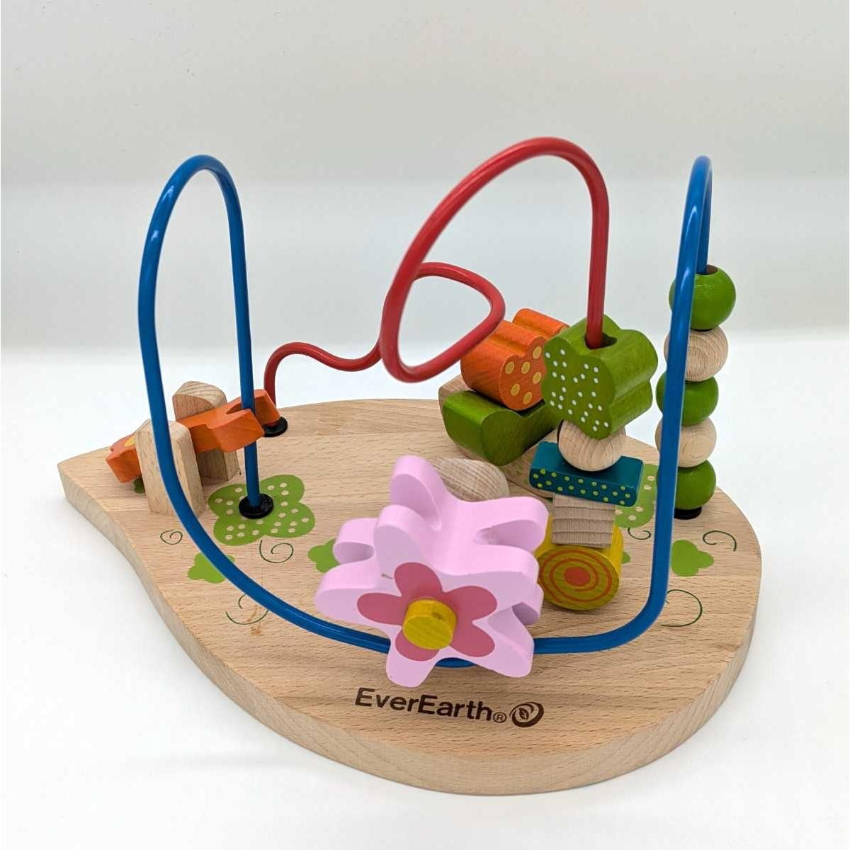 Circuit motricitate flori - joc Montessori cu bile colorate din lemn
