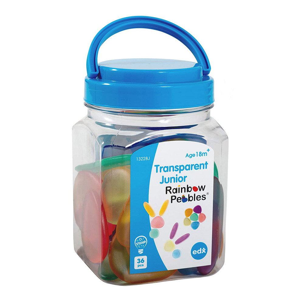 Clear Rainbow Pebbles, set 36 de pietricele translucide multicolor