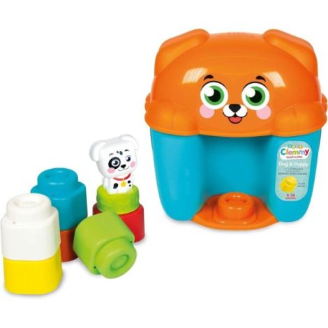 Clementoni - Jucarie educationala Soft Clemmy cos Catelus cu cuburi de constructie moi si lavabile - poza 1