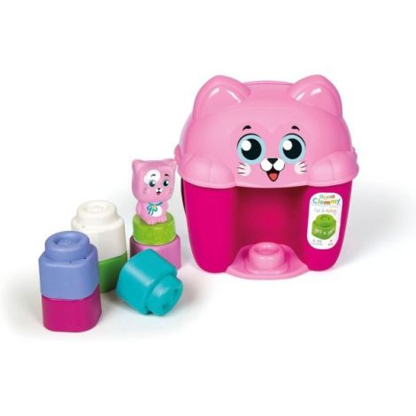 Clementoni - Jucarie educationala Soft Clemmy cos Pisicuta cu cuburi de constructie moi si lavabile - poza 1