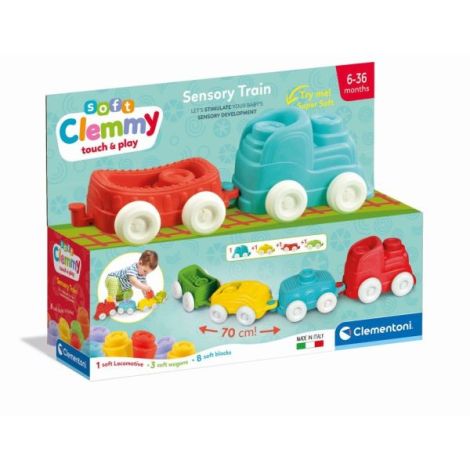 Clementoni - Jucarie educationala Soft Clemmy tren senzorial pentru dezvoltarea senzoriala si motorie a copiilor - poza 1