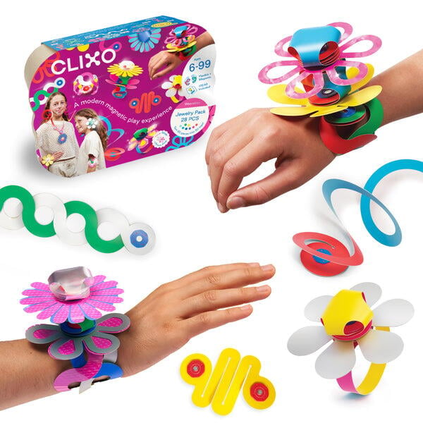 Clixo joc magnetic de construit - Bijuterii colorate (28 piese)