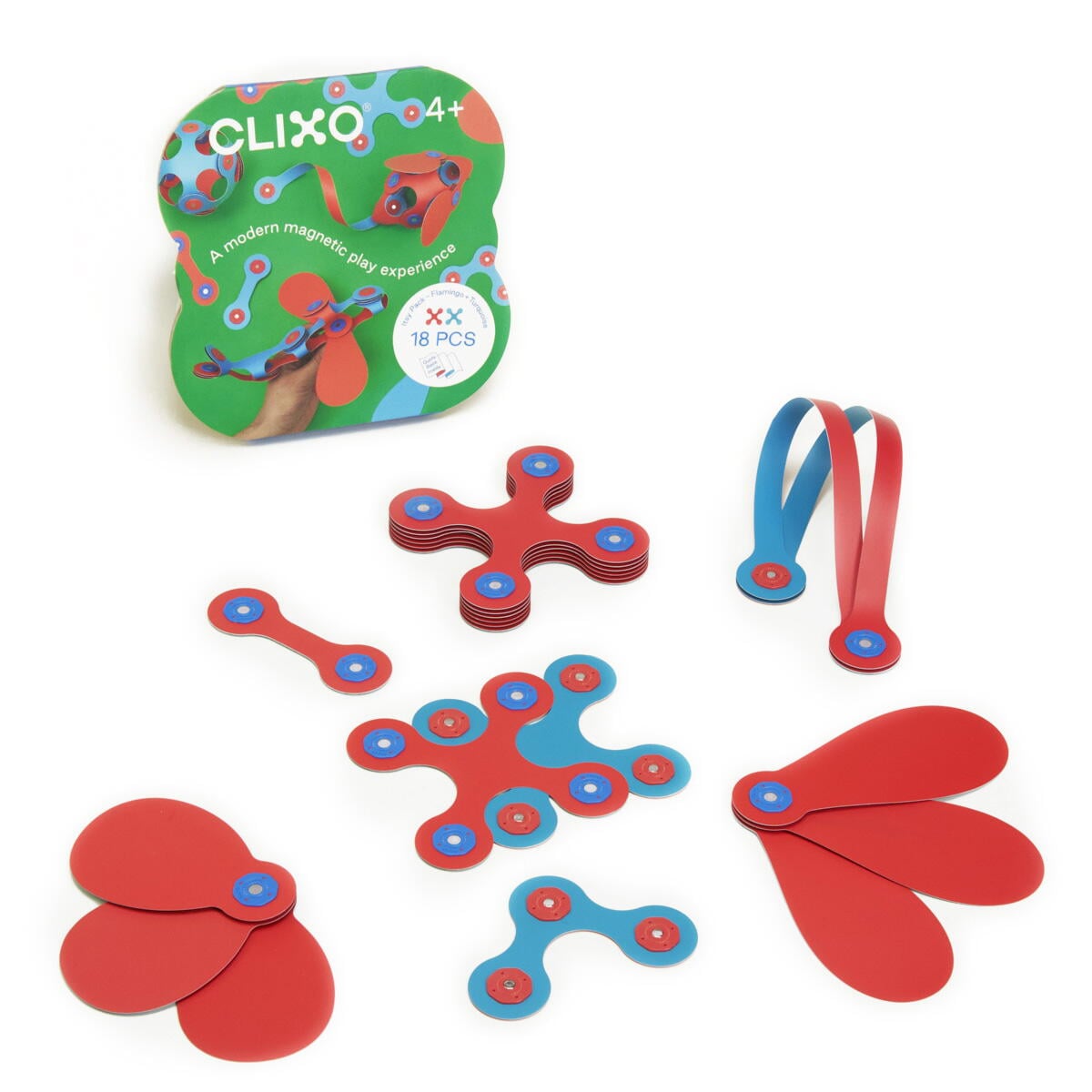 Clixo joc magnetic de construit - Itsy Flamingo Turcoaz (18 piese)