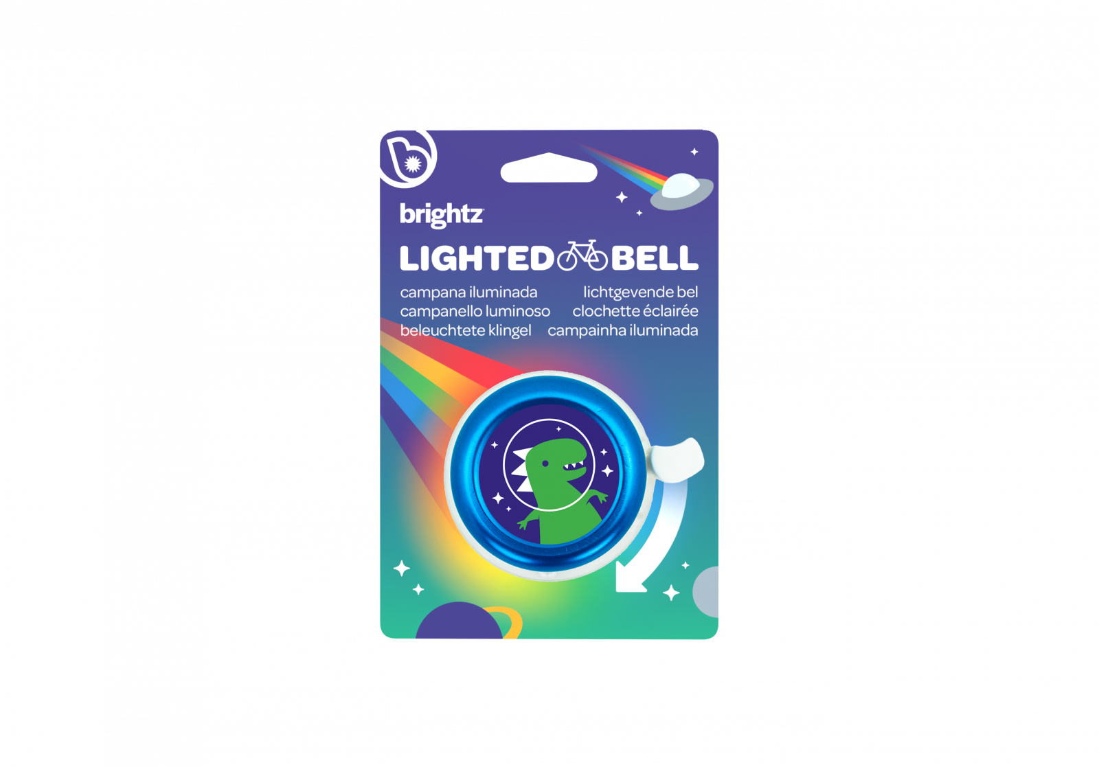 Clopotel cu lumini LED multicolore pentru bicicleta, albastru