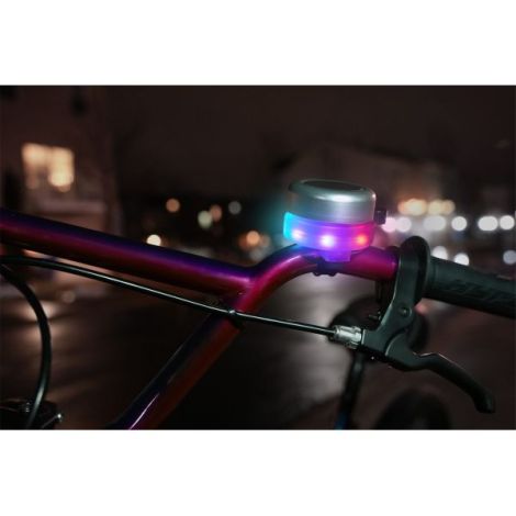 Clopotel cu lumini LED multicolore pentru bicicleta, argintiu - poza 3