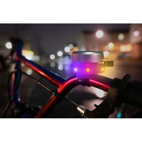 Clopotel cu lumini LED multicolore pentru bicicleta, argintiu - poza 4