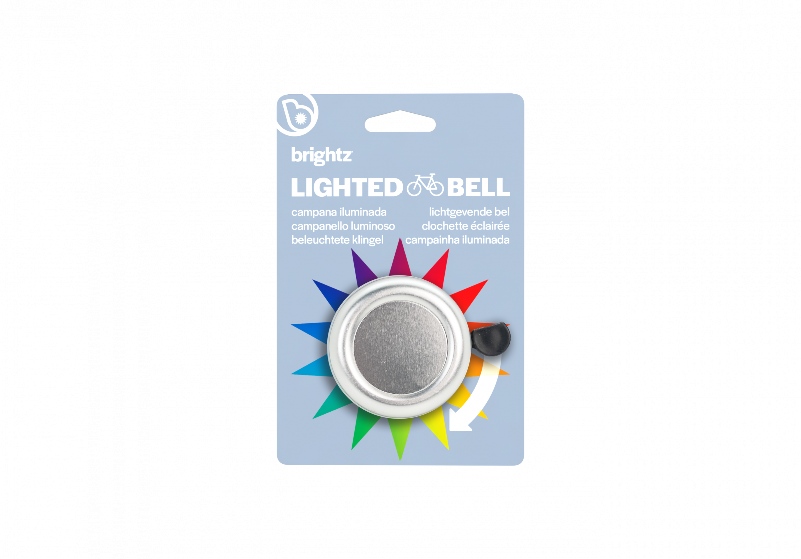 Clopotel cu lumini LED multicolore pentru bicicleta, argintiu