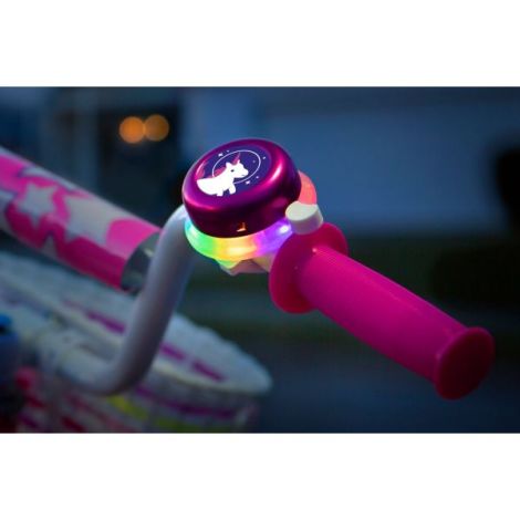 Clopotel cu lumini LED multicolore pentru bicicleta, roz - poza 2