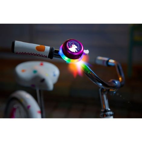 Clopotel cu lumini LED multicolore pentru bicicleta, roz - poza 3