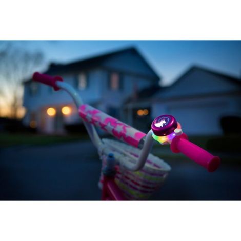 Clopotel cu lumini LED multicolore pentru bicicleta, roz - poza 4