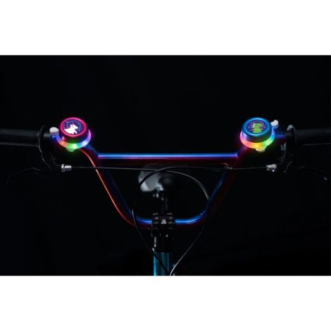 Clopotel cu lumini LED multicolore pentru bicicleta, roz - poza 5
