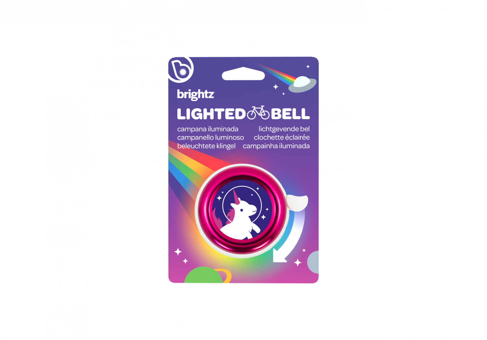 Clopotel cu lumini LED multicolore pentru bicicleta, roz