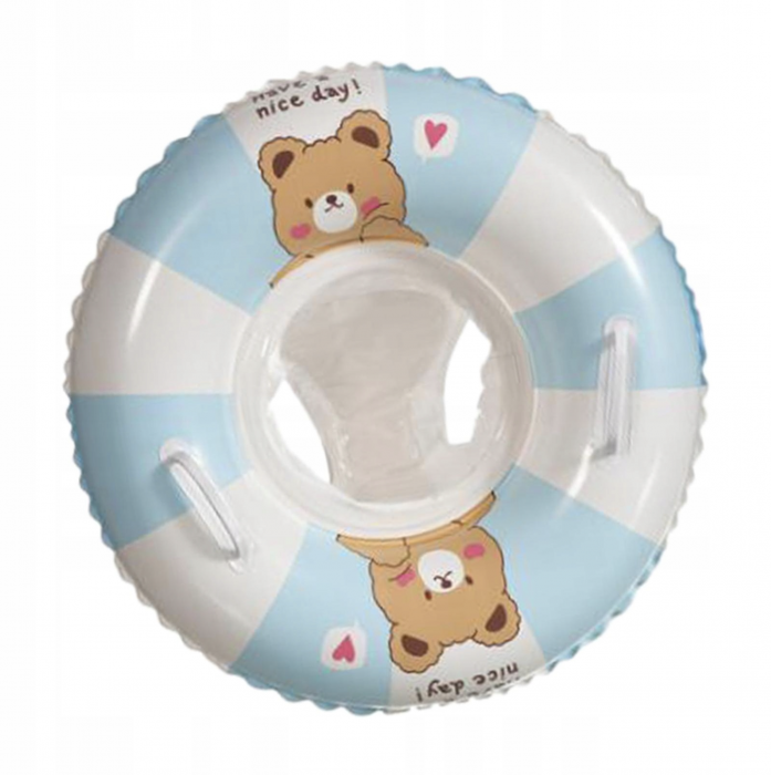 Colac Gonflabil pentru Copii cu Scaunel Interior , Summer, Model Bleu cu Alb