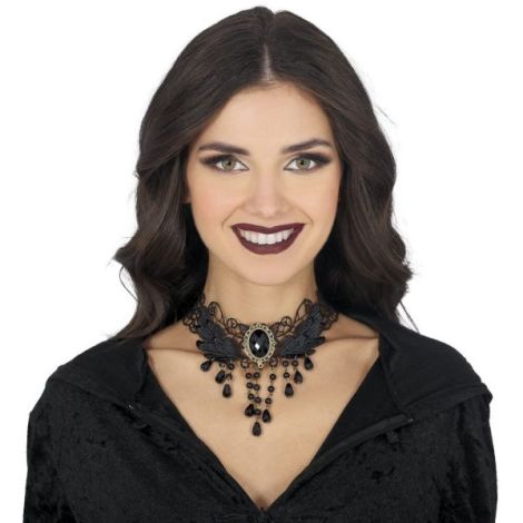 Colier dantela bijuterie neagra - poza 2