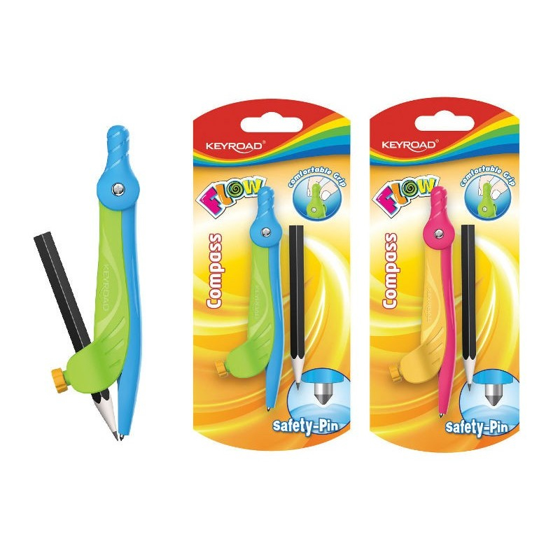 Compas Keyroad Flow cu creion, safety-pin, diverse culori