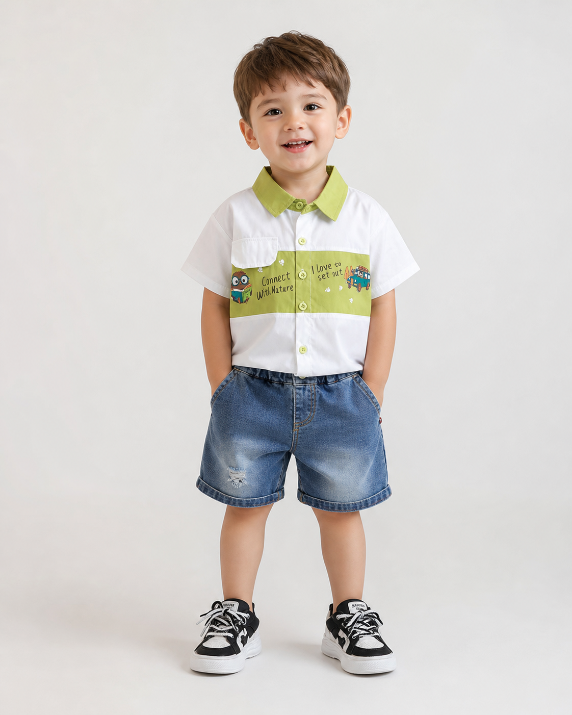 Compleu 2 Piese Băieți Cămașă și Denim Abel - 18-24 luni - poza 1