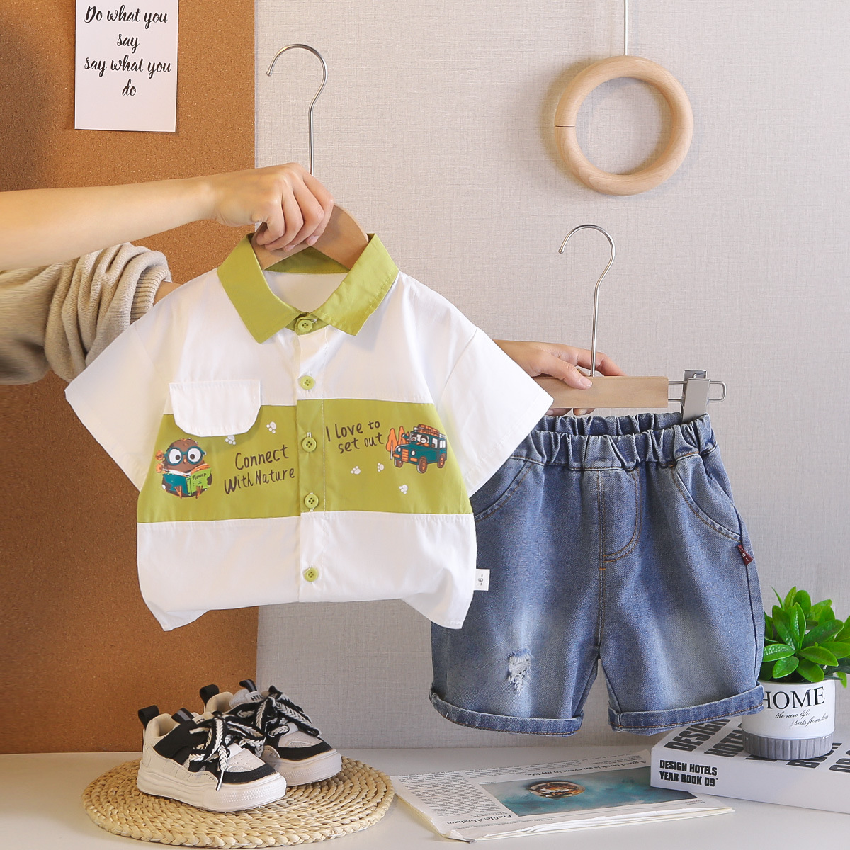 Compleu 2 Piese Băieți Cămașă și Denim Abel - 2-3 ani - poza 2