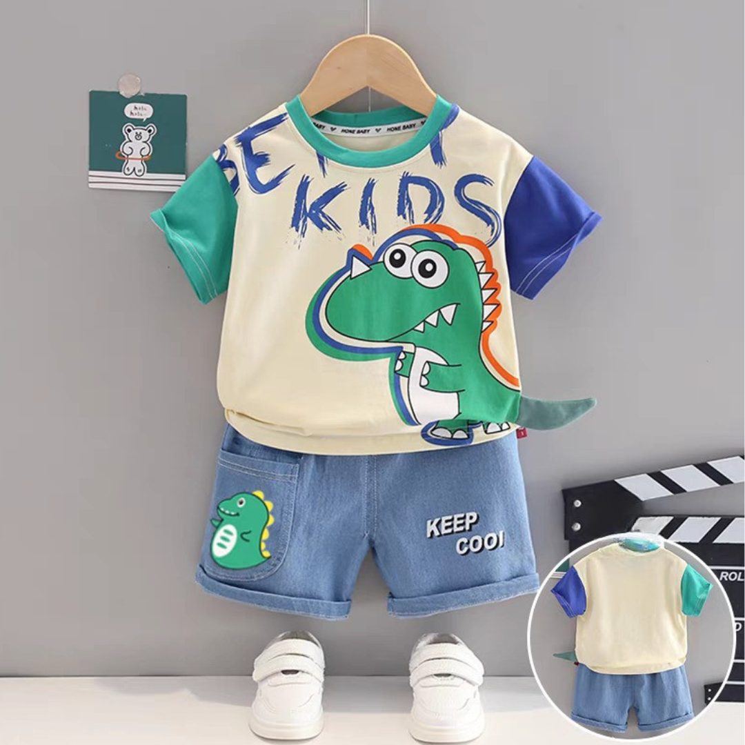 Compleu 2 Piese Băieți cu Dinozaur 3D Rex - 2-3 ani - poza 2