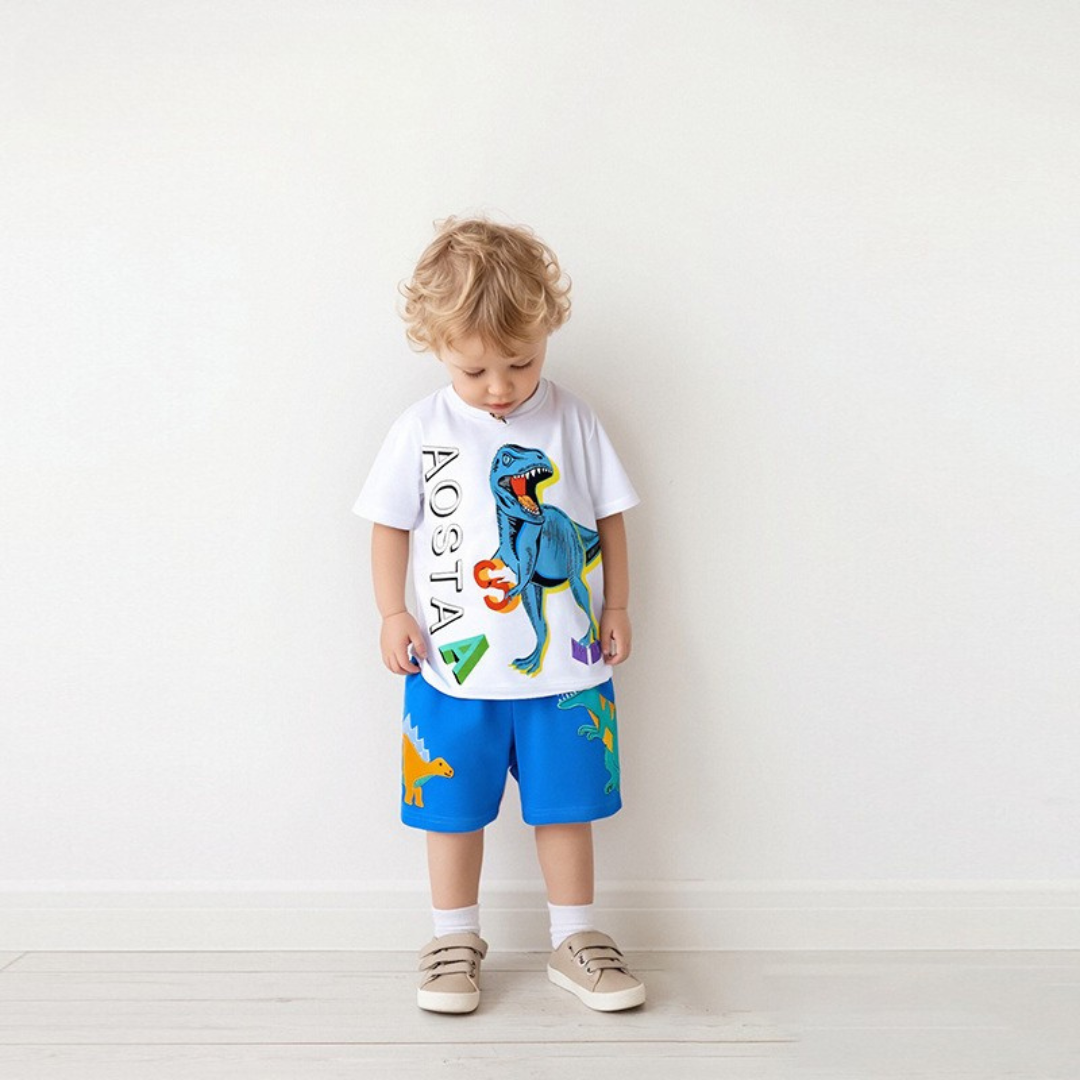 Compleu 2 Piese Băieți Tricou Alb și Pantaloni Albaștri Axel - 2-3 ani - poza 1