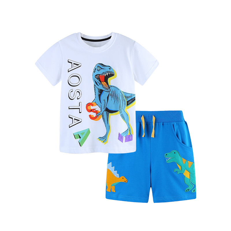 Compleu 2 Piese Băieți Tricou Alb și Pantaloni Albaștri Axel - 3-4 ani - poza 2