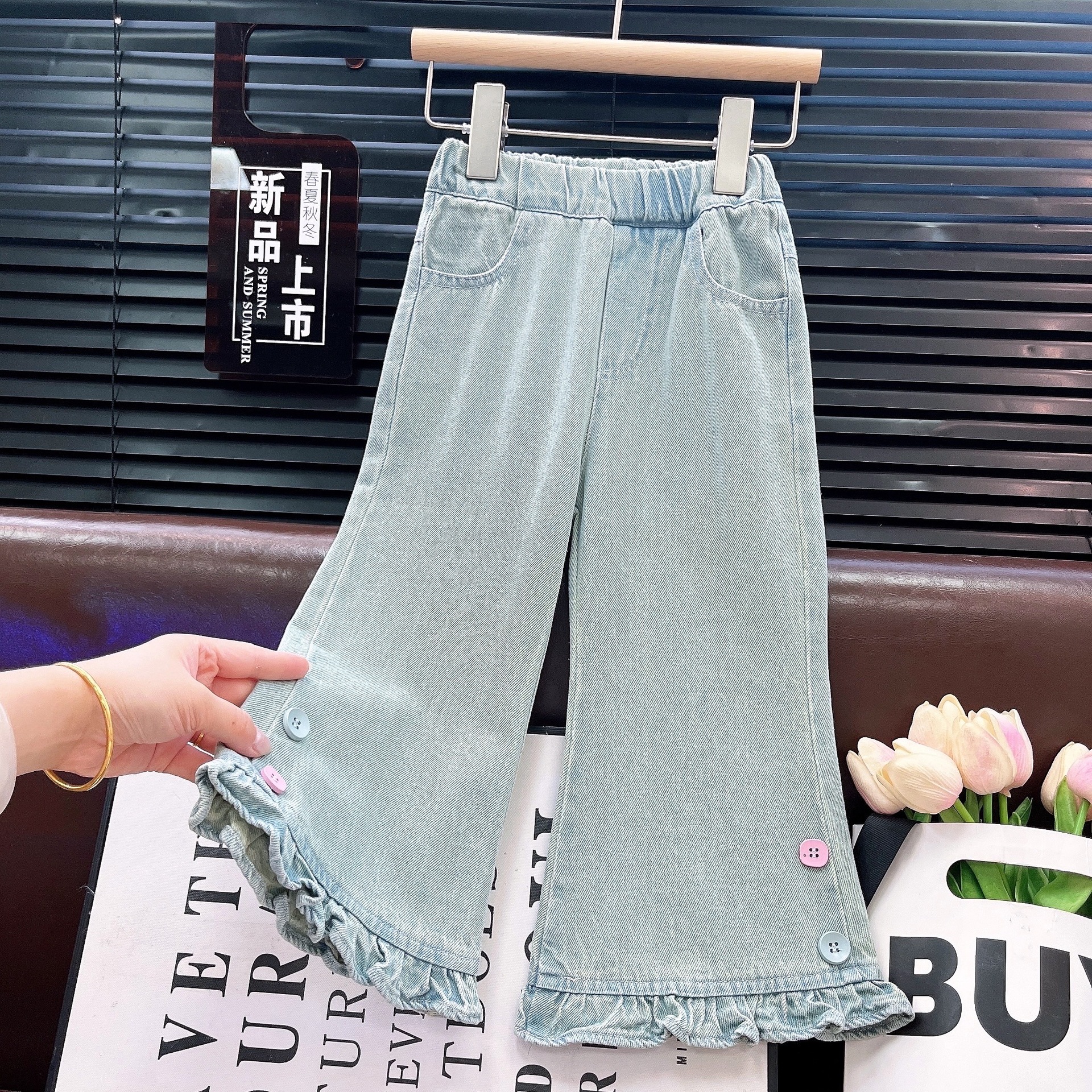 Compleu Albastru Fetite Denim Rosa - 18-24 luni - poza 3