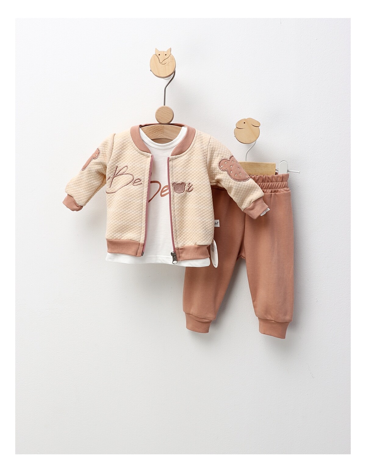 Compleu Bear Star, crem-roz prafuit