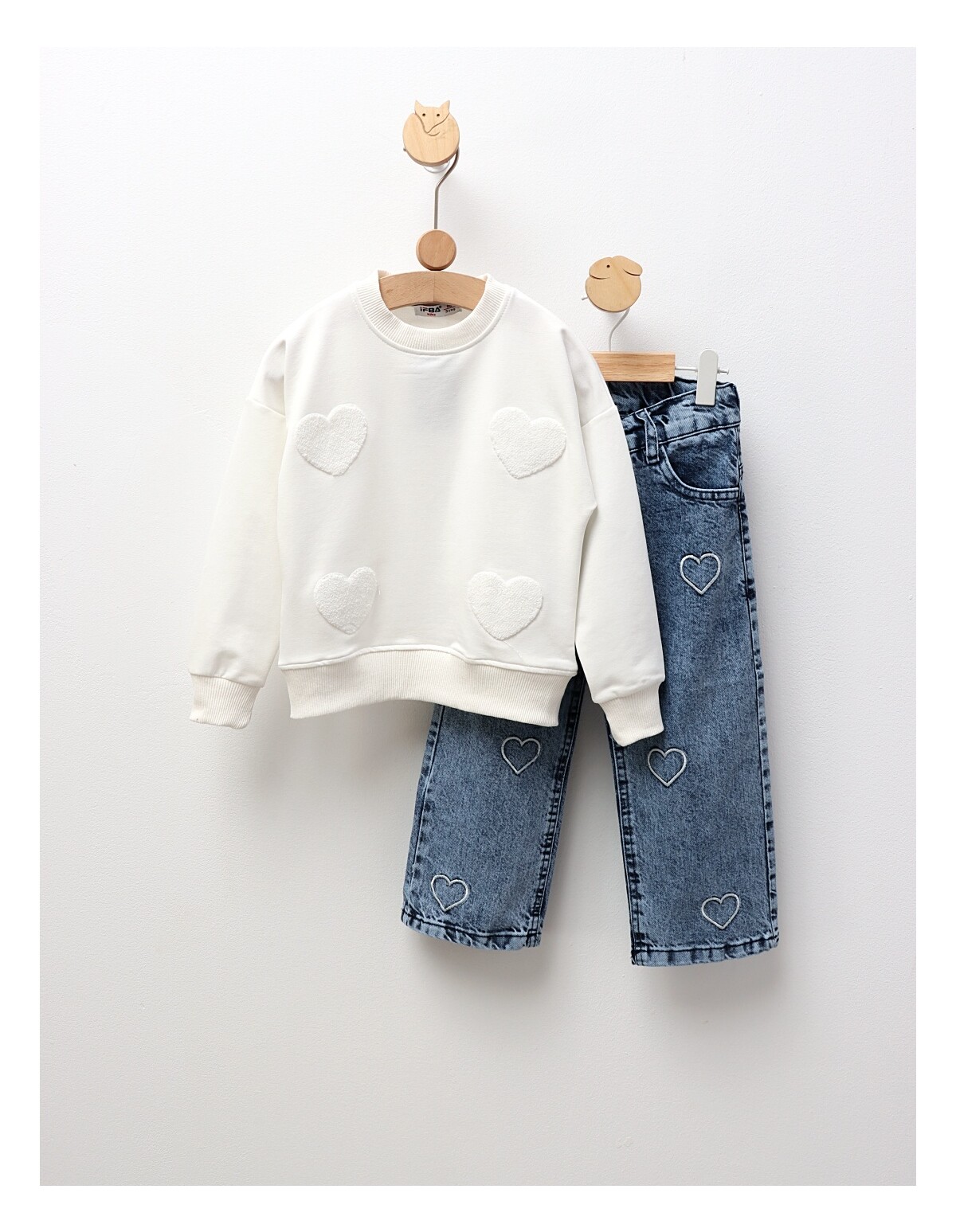 Compleu Bluza+Blug, For Hearts, alb