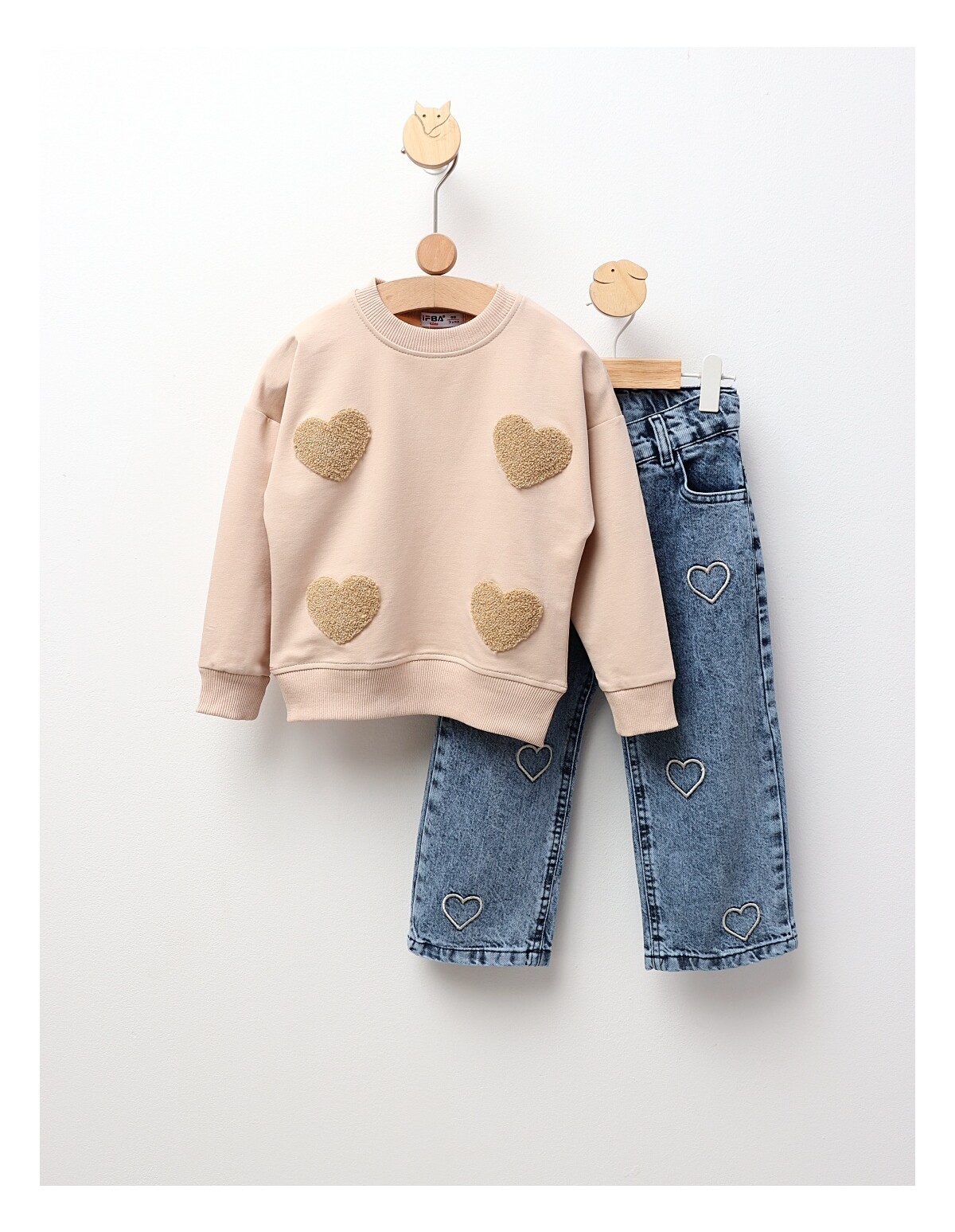 Compleu Bluza+Blug, For Hearts, crem