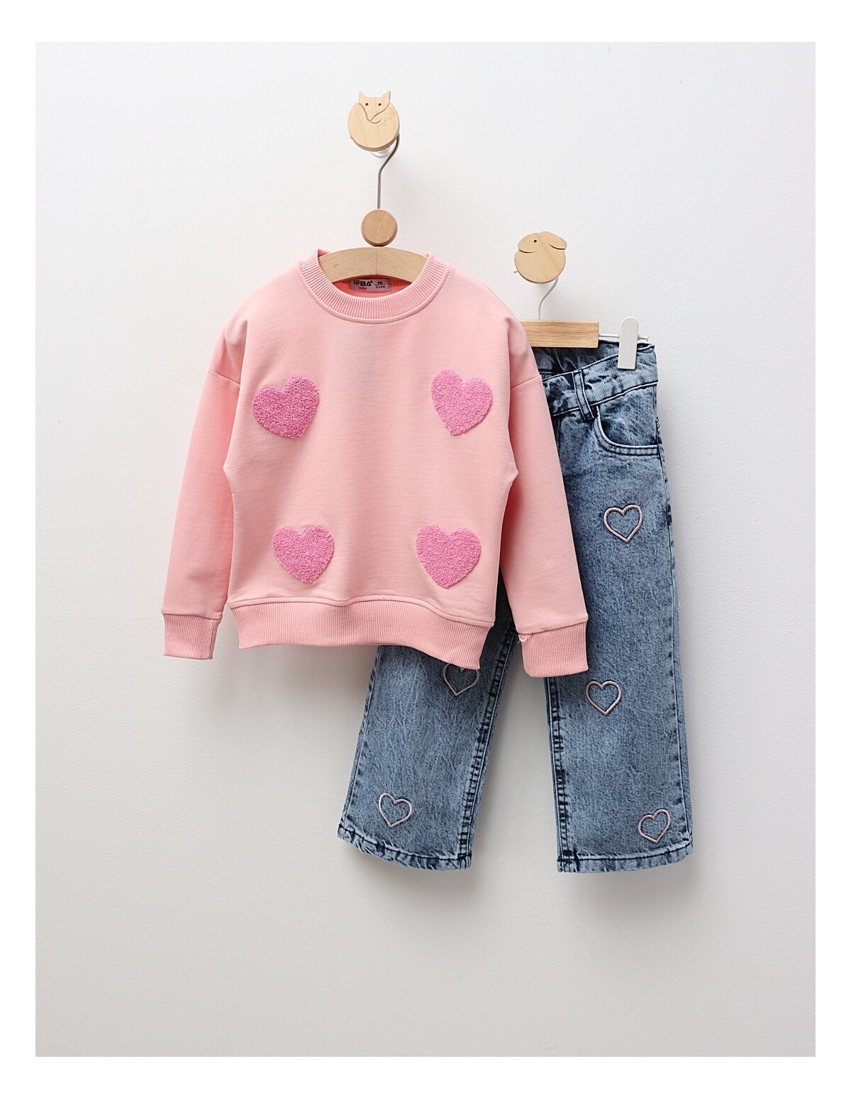 Compleu Bluza+Blug, For Hearts, roz