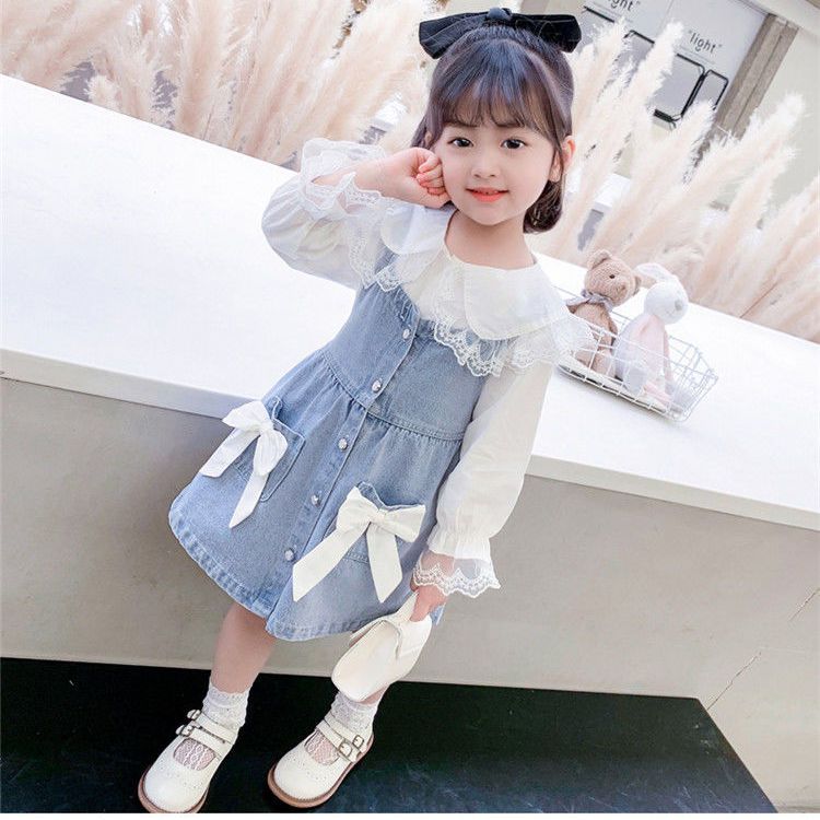 Compleu Denim Albastru Fete Briana - 4-5 ani - poza 2